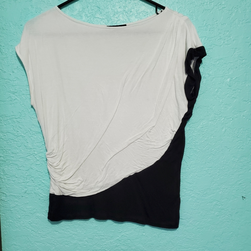 Willi Smith Asymmetrical Black & White Top